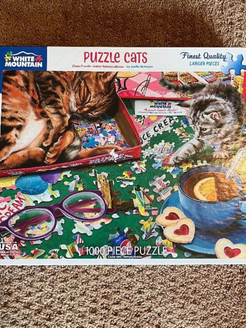 PUZZLE CATS BY JOELLE McINTYRE Complete WHITE MOUNTAIN 1000 pc + poster #1650